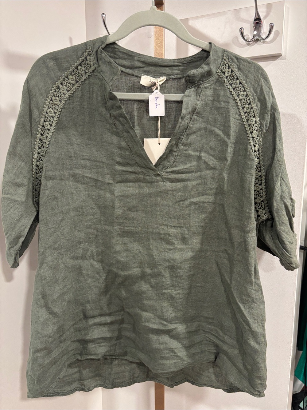 Relaxed Split-Neck Tunic in Sage Green